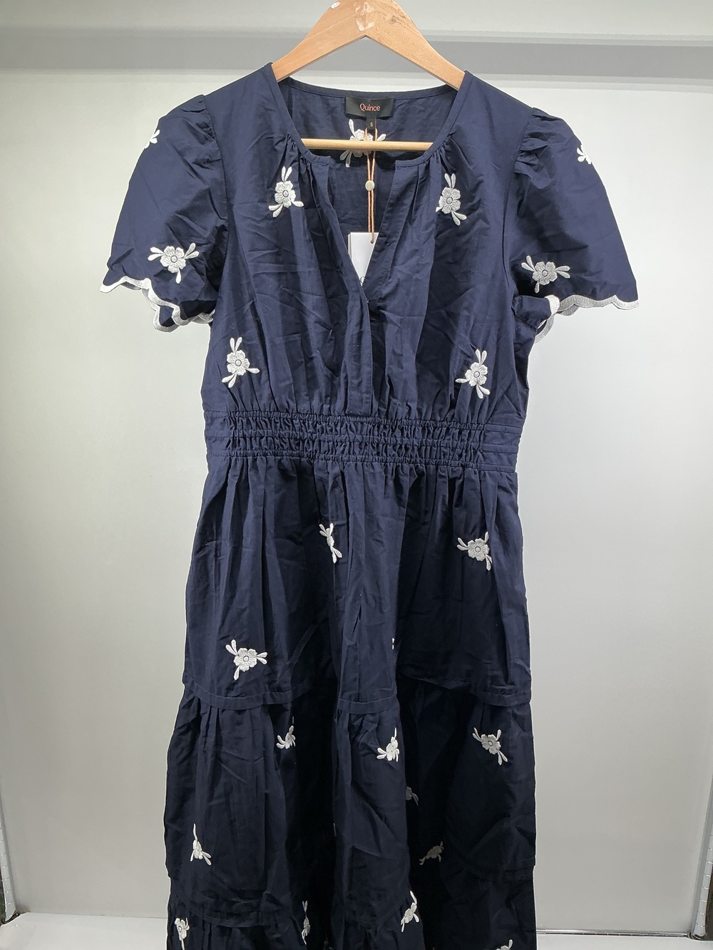 100% Organic Cotton Poplin Embroidered Tiered Maxi Dress